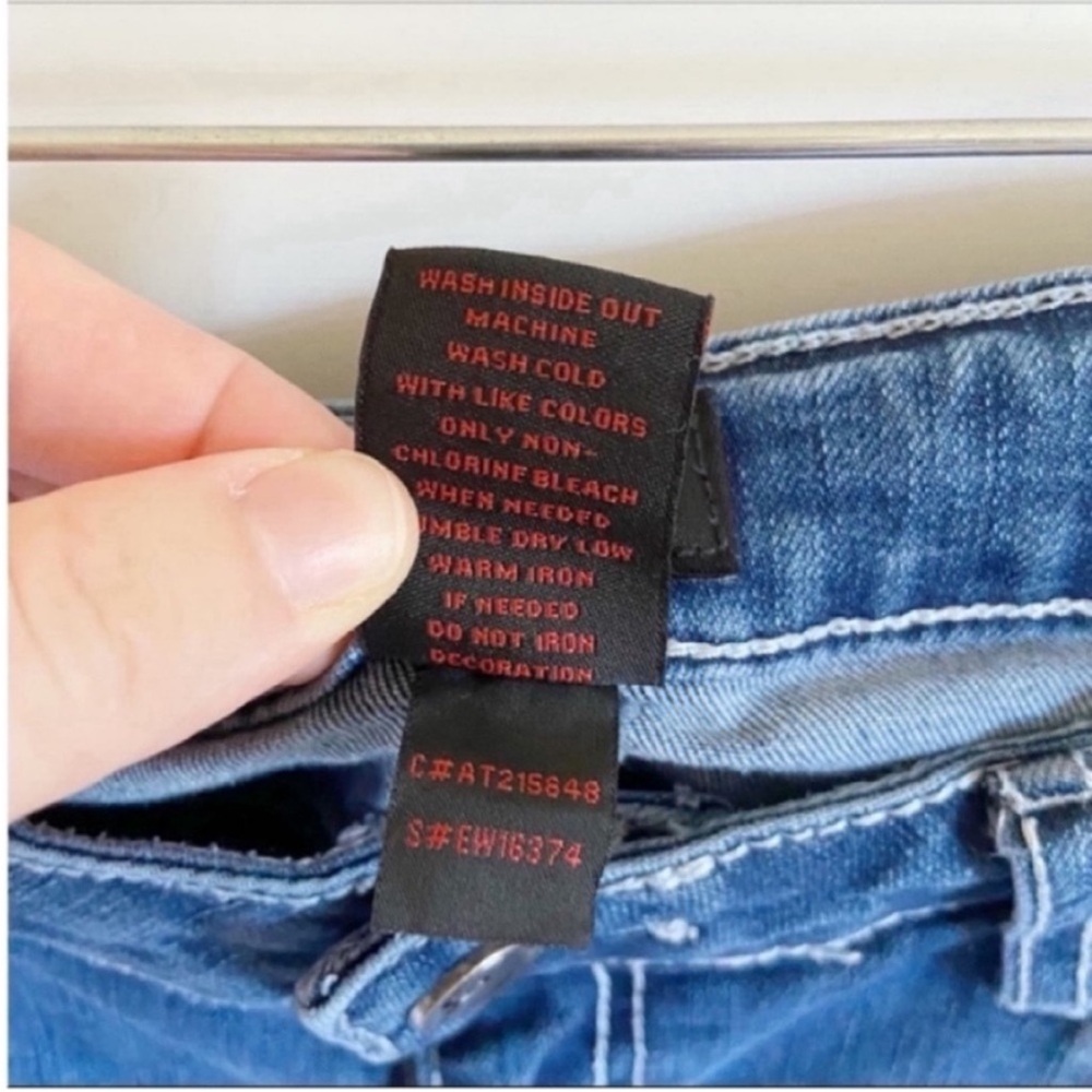 Earl straight leg embellished blue jeans Y2K button flap pockets - Picture 6 of 9